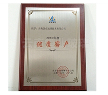 成都南玻玻璃有限公司優(yōu)良客戶證書